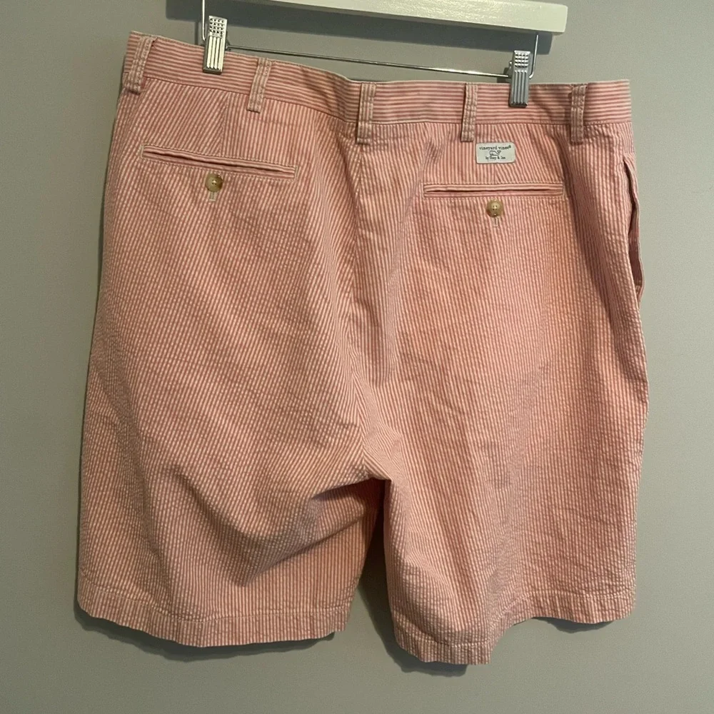 Vineyard Vines Size‎ 38 Red/pink Striped Seersucker Breaker Shorts 100% Cotton